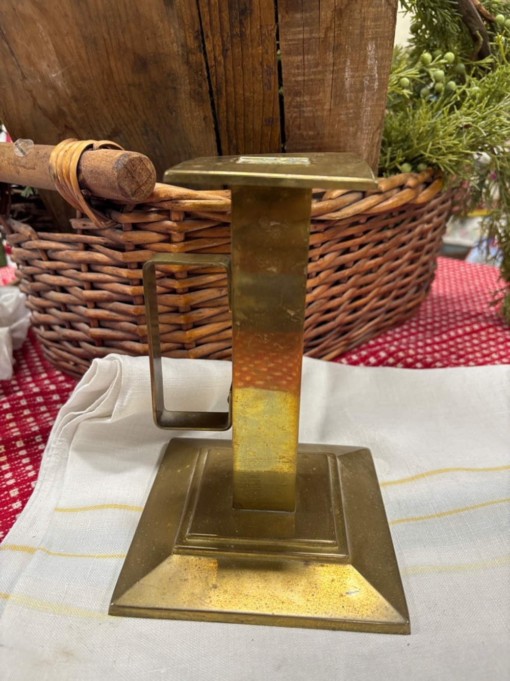 Brass Candlestick Holder with Handle - Vintage